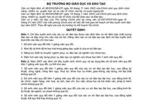 Quyết định 693/QĐ-BGDĐT hướng dẫn xác định kiểm trachỉ tiêu tuyển sinh quy trình đăng ký thông báo chỉ tiêu tuyển sinh năm 2007