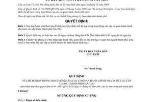 Quyết định 05/2007/QĐ-UBND chế độ họp cơ quan hành chính Cần Thơ