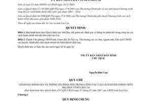 Quyết định 07/2007/QĐ-UBND đánh giá thông tin phản hồi cải cách hành chính Lào Cai