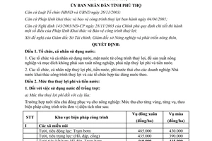 Quyết định 330/2007/QĐ-UBND thu thủy lợi phí tiền nước công trình thủy lợi Phú Thọ