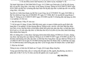 Thông tư 03/2007/TT-BYT xếp hạng đơn vị sự nghiệp y tế sửa đổi khoản 3 Mục 4 23/2005/TT-BYT