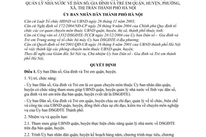 Quyết định 21/2007/QĐ-UBND chức năng nhiệm vụ quyền hạn tổ chức bộ máy quản lý nhà nước dân số gia đình trẻ em thành phố Hà Nội
