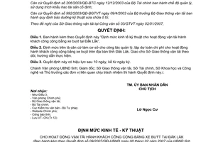 Quyết định 09/2007/QĐ-UBND Định mức kinh tế kỹ thuật cho hoạt động vận tải