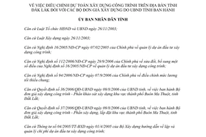 Quyết định 10/2007/QĐ-UBND điều chỉnh dự toán xây dựng công trình