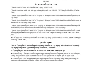 Quyết định 02/2007/QĐ-UBND phê duyệt quy hoạch xây dựng dự án đầu tư lựa chọn nhà thầu Bình Định
