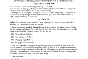 Quyết định 225/QĐ-TTg phê duyệt điều chỉnh Quy hoạch chung xây dựng Khu kinh tế cửa khẩu quốc tế Bờ Y