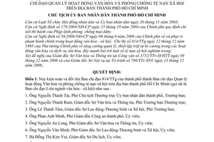 Quyết định 597/QĐ-UBND kiện toàn đổi tên Ban Chỉ đạo 814/TTg của thành phố thành Ban Chỉ đạo quản lý hoạt động văn hóa phòng chống tệ nạn xã hội