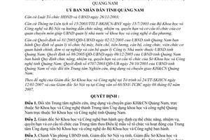 Quyết định 601/QĐ-UBND 2007 đổi tên Trung tâm nghiên cứu ứng dụng khoa học công nghệ Quảng Nam