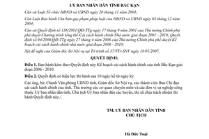 Quyết định 264/2007/QĐ-UBND về Kế hoạch cải cách hành chính của tỉnh Bắc Kạn gia