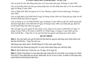 Quyết định 12/2007/QĐ-UBND giá tính thuế tài nguyên mặt hàng nước thiên nhiên