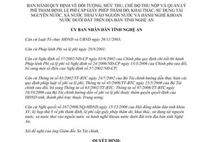 Quyết định 15/2007/QĐ-UBND phí thẩm định lệ phí cấp phép khai thác sử dụng tài nguyên nước Nghệ An