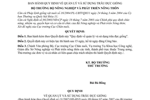 Quyết định 13/2007/QĐ-BNN Quy định quản lý sử dụng trâu đực giống