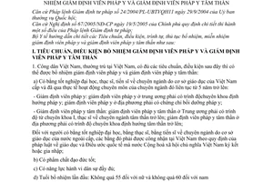 Thông tư 04/2007/TT-BYT hướng dẫn tiêu chuẩn điều kiện trình tự thủ tục bổ nhiệm miễn nhiệm giám định viên pháp y giám định viên pháp y tâm thần