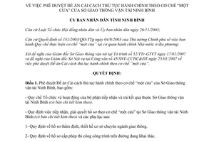 Quyết định 425/QĐ-UBND năm 2007 Đề án Cải cách thủ tục hành chính Cơ chế một cửa