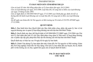 Quyết định 08/2007/QĐ-UBND phân công, phân cấp quản lý, bảo vệ tài nguyên khoáng