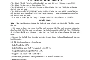 Quyết định 07/2007/QĐ-UBND  đơn giá thuê đất, mặt nước