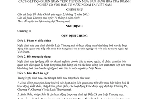 Nghị định 23/2007/NĐ-CP hoạt động mua bán hàng hoá liên quan trực tiếp doanh nghiệp có vốn đầu tư nước ngoài hướng dẫn Luật Thương mại