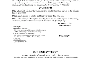 Quyết định 03/2007/QĐ-BTNMT Quy định kỹ thuật thành lập bản đồ địa hình đáy biển tỷ lệ 1:50000