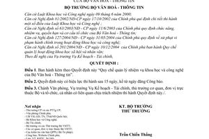 Quyết định 05/2007/QĐ-BVHTT quy chế quản lý nhiệm Vụ Khoa học Công nghệ Bộ Văn hoá Thông tin