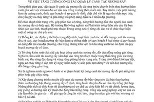 Chỉ thị 15/2007/CT-BNN tăng cường công tác quản lý canh tác nương rẫy