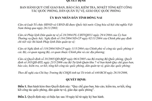 Quyết định 13/2007/QĐ-UBND báo cáo tổng kết quốc phòng dân quân tự vệ giáo dục quốc phòng Đồng Nai