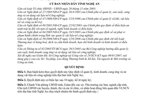 Quyết định 17/2007/QĐ-UBND  quản lý, kinh doanh, cung ứng sử dụng vật liệu nổ công nghiệp trên địa bàn tỉnh Nghệ An