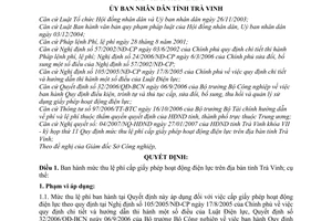 Quyết định 03/2007/QĐ-UBND mức thu lệ phí cấp giấy phép hoạt động điện lực tỉnh Trà Vinh