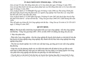 Quyết định 13/2007/QĐ-UBND Quy hoạch phát triển các Cụm công nghiệp