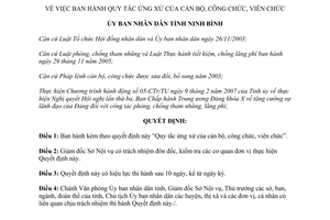 Quyết định 471/2007/QĐ-UBND Quy tắc ứng xử của cán bộ công viên chức Ninh Bình