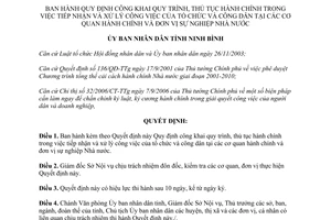 Quyết định 472/2007/QĐ-UBND tiếp nhận công việc của tổ chức công dân tại cơ quan hành chính Ninh Bình