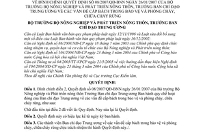 Quyết định 460/2007/QĐ-BNN-KL đính chính vấn đề cấp bách trong bảo vệ phòng cháy chữa cháy rừng