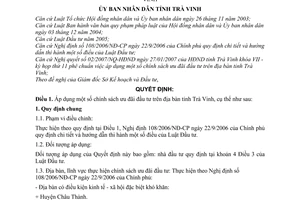 Quyết định 05/2007/QĐ-UBND áp dụng chính sách ưu đãi đầu tư tỉnh Trà Vinh