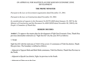 Decision 236/QD-TTg approval master plan for nghi son economic zone development