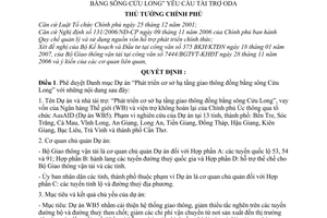 Quyết định 237/QĐ-TTg Phê duyệt Danh mục Dự án 'Phát triển cơ sở hạ tầng giao thông đồng bằng sông Cửu Long yêu cầu tài trợ ODA