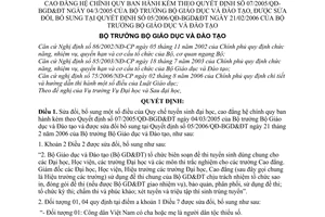 Quyết định 04/2007/QĐ-BGDĐT Quy chế tuyển sinh đại học cao đẳng hệ chính quy sửa đổi Quyết định 07/2005/QĐ-BGD&ĐT 05/2006/QĐ-BGD&ĐT