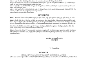 Quyết định 08/2007/QĐ-UBND Quy định thu, nộp, quản lý sử dụng Quỹ quốc phòng, an ninh