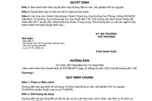Quyết định 647/QĐ-BYT hướng dẫn tư vấn, xét nghiệm HIV tự nguyện