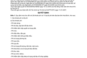 Quyết định 353/QĐ-UBND  mức thu các khoản phí, lệ phí