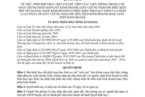 Quyết định 08/2007/QĐ-UBND Quy chế phối hợp thực hiện cơ chế một cửa liên thông Giấy chứng nhận đăng ký kinh doanh quy định pháp luật tỉnh An Giang