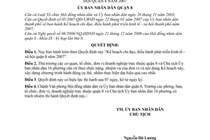 Quyết định 11/2007/QĐ-UBND Kế hoạch chỉ đạo điều hành phát triển kinh tế xã hội quận 8 năm 2007