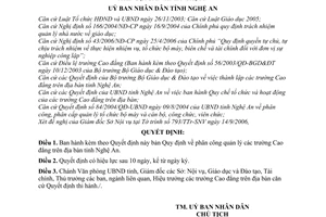 Quyết định 19/2007/QĐ-UBND  phân công quản lý các trường Cao đẳng trên địa bàn tỉnh Nghệ An