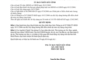 Quyết định 07/2007/QĐ-UBND Quy định thực hiện Thông tư 07/2006/TT-BXD