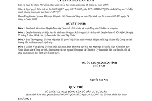 Quyết định 06/2007/QĐ-UBND Quy chế về tổ chức hoạt động của Tổ dân cư tự quản Tây Ninh