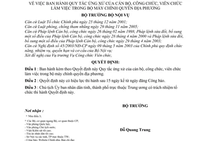 Quyết định 03/2007/QĐ-BNV Quy tắc ứng xử cán bộ, công chức, viên chức làm việc bộ máy chính quyền địa phương