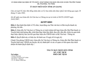 Quyết định số 10/2007/QĐ-UBND Nhà Văn hóa và Đài truyền thanh xã An Giang