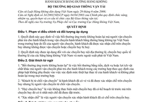 Quyết định 10/2007/QĐ-BGTVT bồi thường ứng trước không hoàn lại vận chuyển hành khách đường hàng không