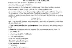 Quyết định 04/2007/QĐ-UBND điều chỉnh quy hoạch chung thị xã Quảng Trị