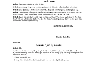 Quyết định 335/QĐ-UBTDTT Luật Đá cầu