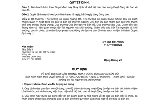 Quyết định 04/2007/QĐ-BTNMT Quy định chế độ báo cáo hoạt động đo đạc bản đồ