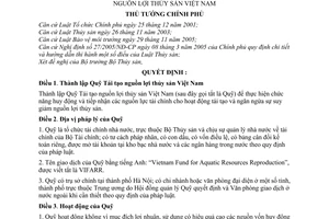 Quyết định 29/2007/QĐ-TTg thành lập quy định tổ chức, hoạt động Quỹ Tái tạo nguồn lợi thủy sản Việt Nam